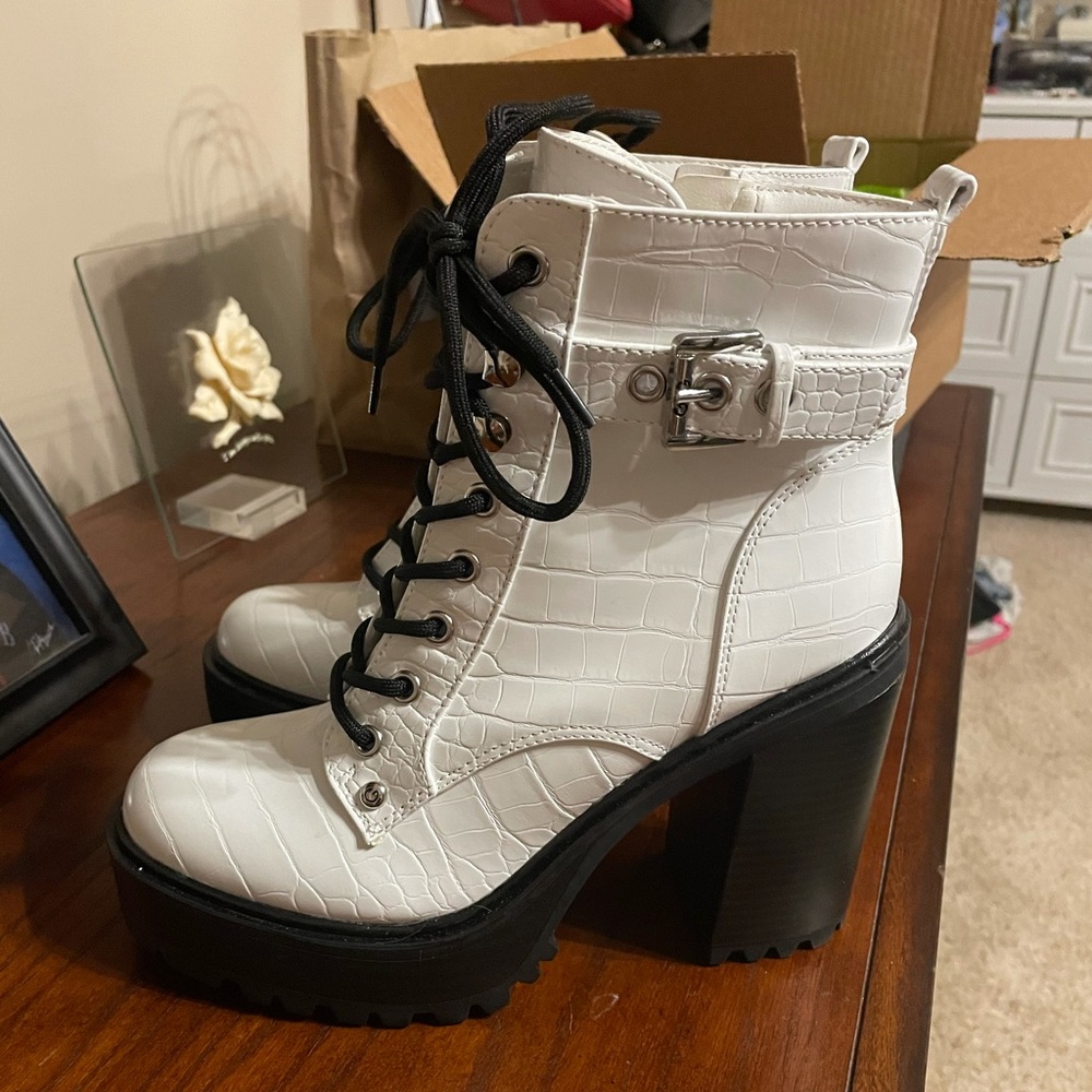 White Croco Boots